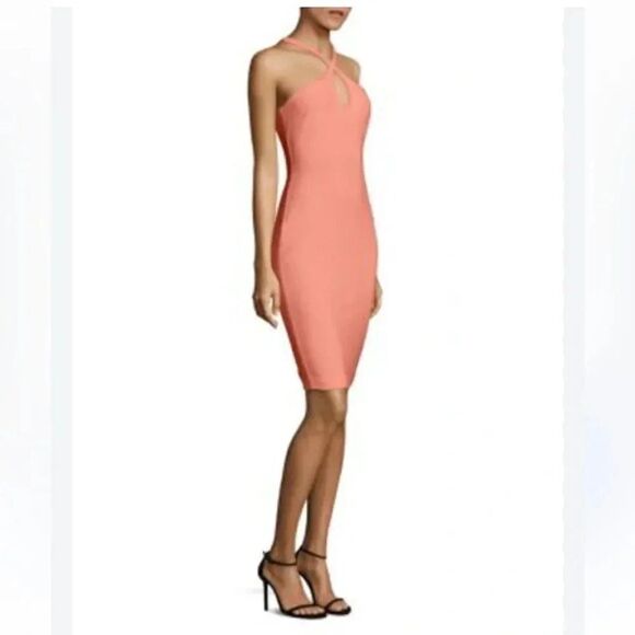 NWT LIKELY X REVOLVE Charles apricot Crossover-Neck Sleeveless Cocktail Dress - Picture 1 of 9